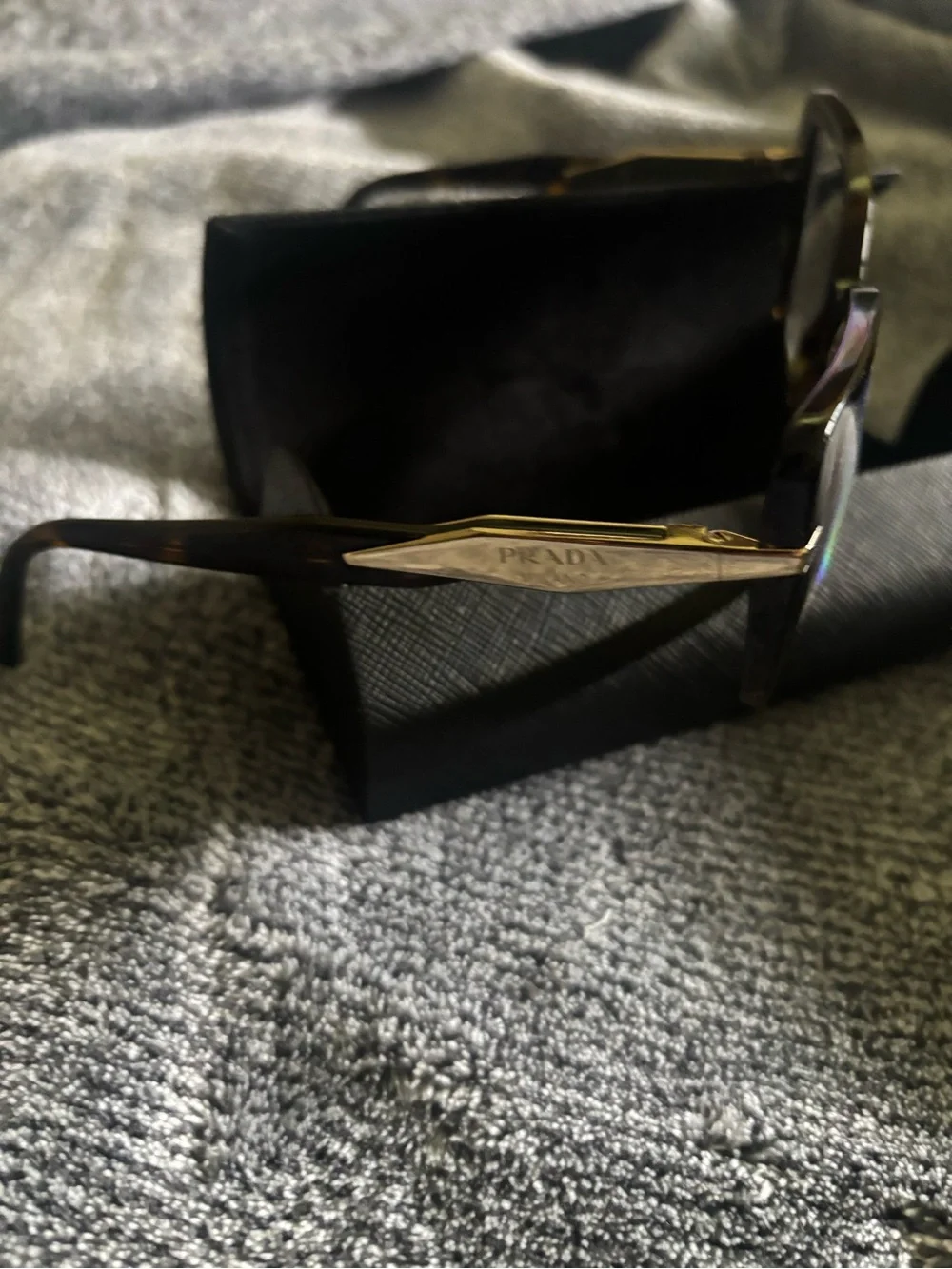 Prada Brown Tortoiseshell glasses  with Gold Temple Plaque